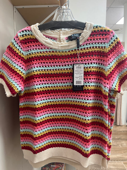 FDJ multi stripe crochet top