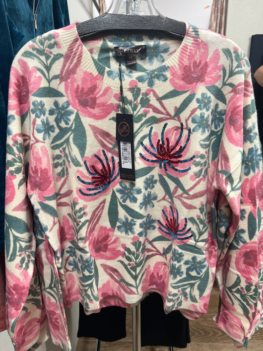Renuar lightweight sweater w/ sequins orchid combo