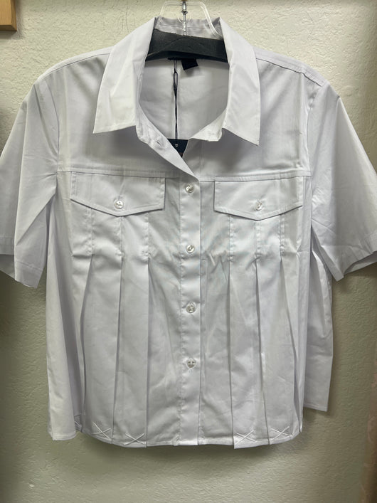 Renuar pleated short sleeve shirt white
