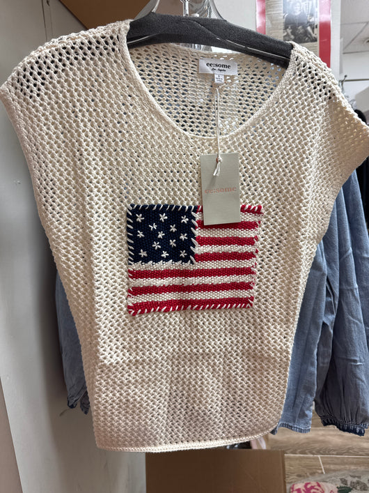 EEsome Flag cap sleeve top
