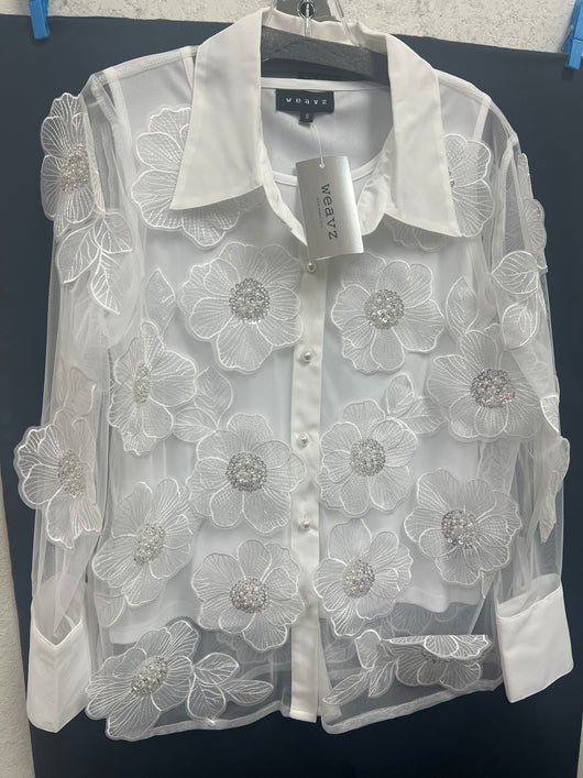 Weavz white flowers shirt with tank