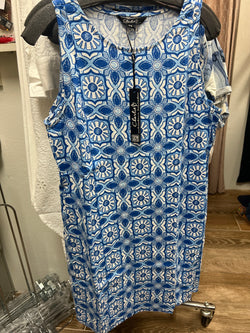 Charlie B illusion print blue sleeveless dress