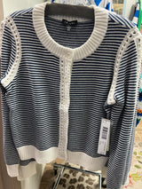 Tribal jet blue white stripe knit cardigan