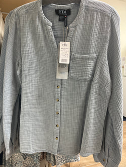 FDJ gauze button up v neck blue jean