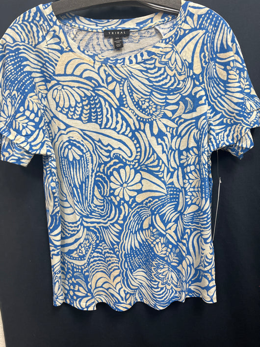 Tribal riviera blue print s/s top