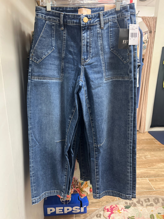 KUT medium wash Ashton barrel jeans