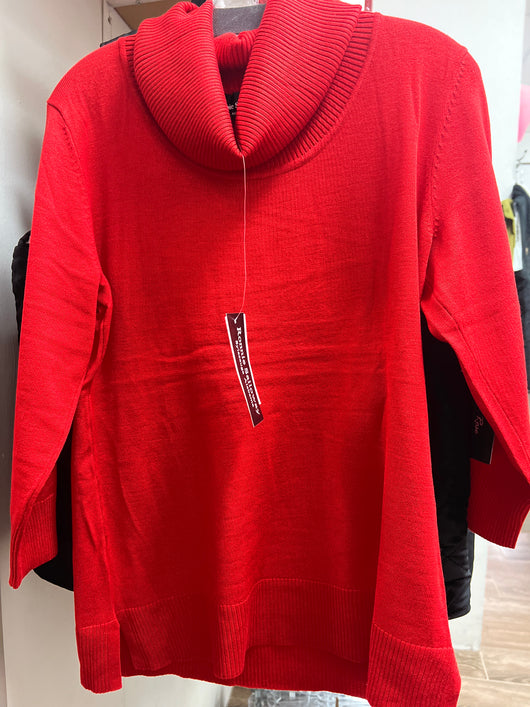 Ronnie Salloway cowl neck 3/4 sweater red