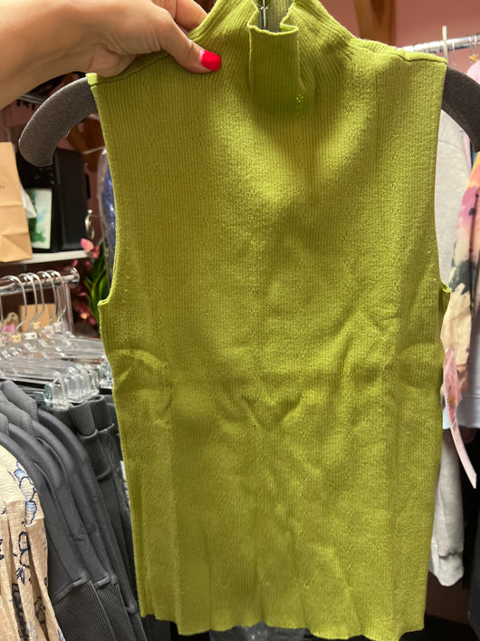 Tribal sleeveless mock neck wasabi
