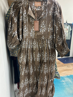 Clara the label brown lentil clover maxi dress