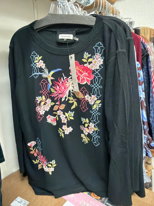Paparazzi Black Floral Top