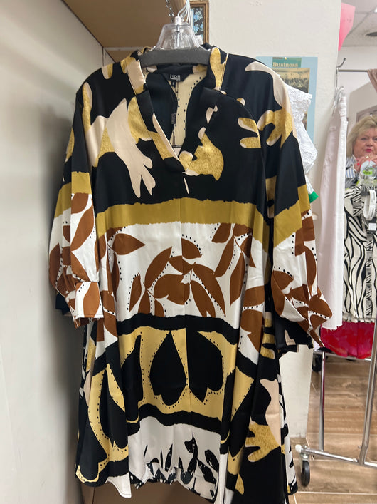 Lior black brown gold dress