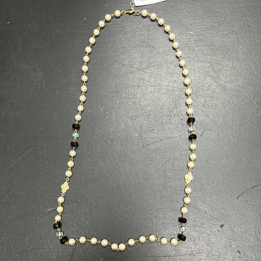 Michele Busch white pearl gold necklace