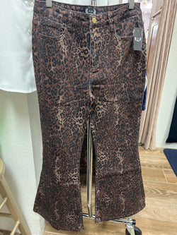 AZI dramatic flare leopard jeans