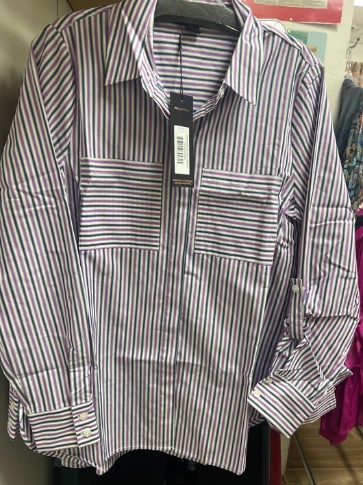 Renuar plum combo stripe shirt