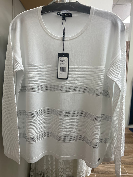 Picadilly white rhinestone l/s top