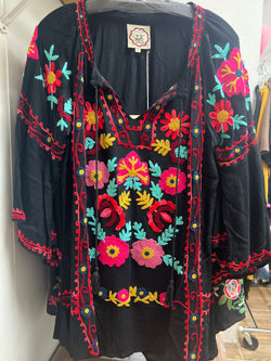 A&A black embroidered blouse