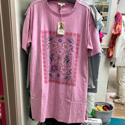Easel pink shirt dress floral print