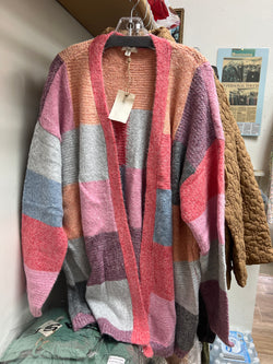 Easel color block sweater cardigan
