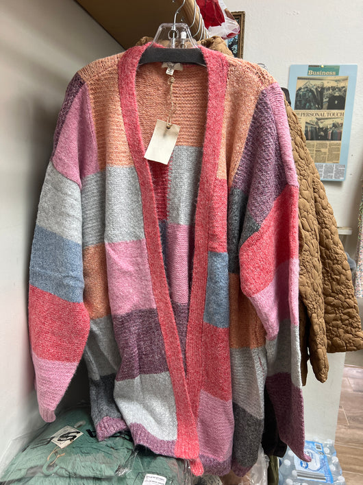 Easel color block sweater cardigan