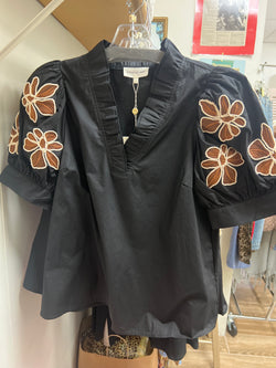 Entro black puff sleeve top