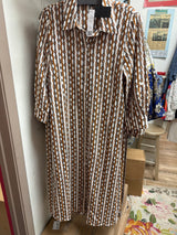 Boho chic brown white dress