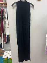 Tribal twofer sleeveless maxi dress black