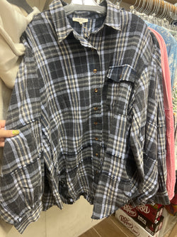 Easel navy plaid shirt