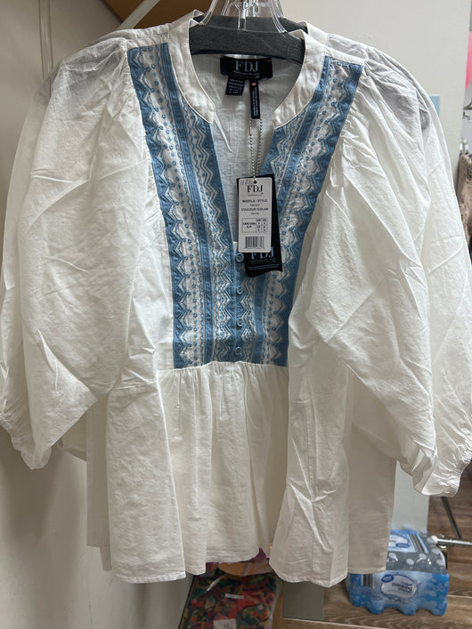 FDJ white cotton blue stitched blouse
