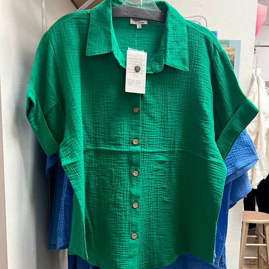 Toofan green cotton button up shirt