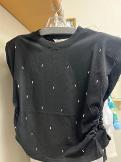 Davi & Dani black rhinestone layering top