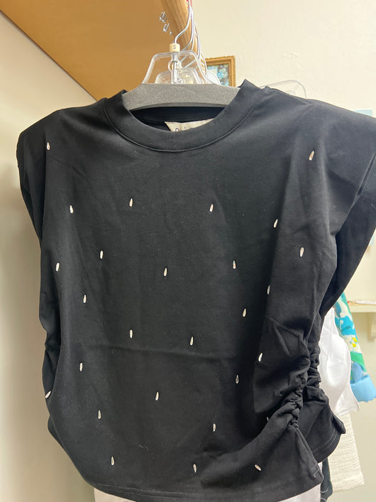 Davi & Dani black rhinestone layering top
