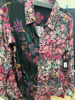 APNY black pink multi button up shirt