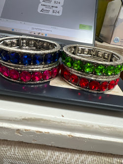 Blingy silver bracelets