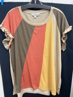 Davi & Dani taupe sunrise ruffle top