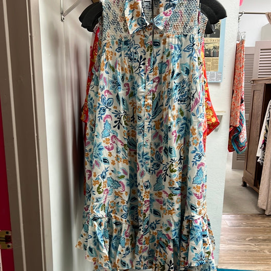 Tolani sleeveless sky blue floral Orlanda dress