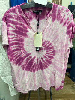 Charlie B circle fuchsia tie dye top