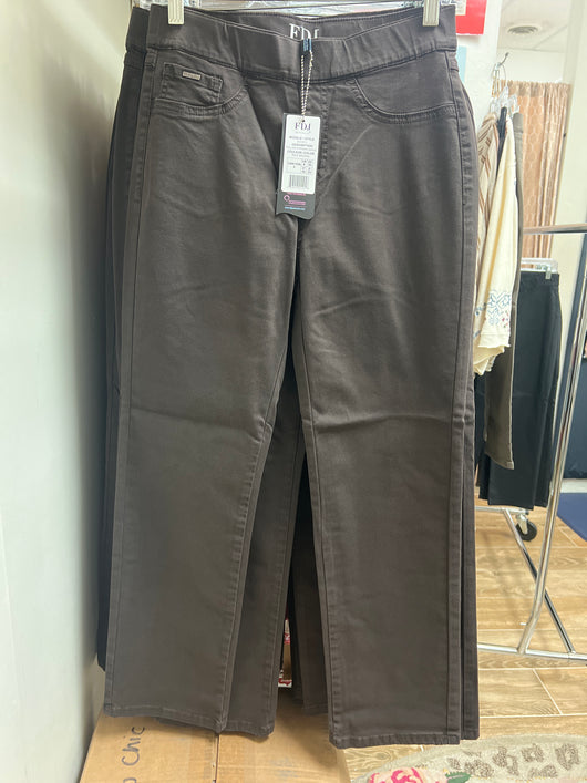 FDJ pull on straight ankle jeans rich brown