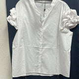 Spanner white button up ruffle sleeve top
