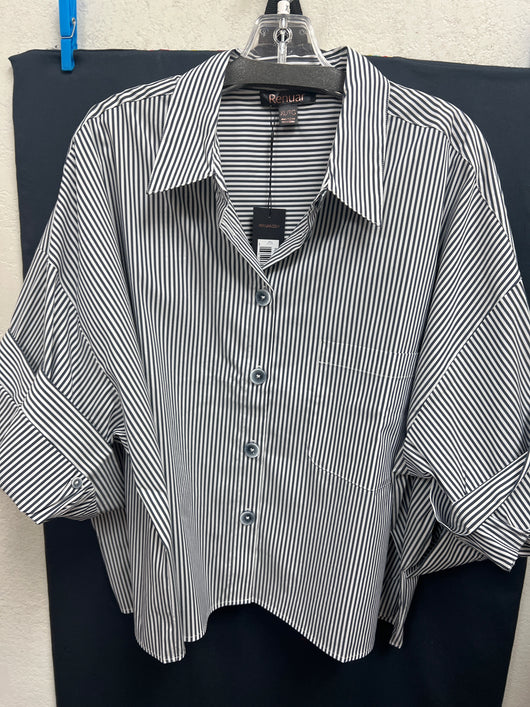 Renuar button up stripe shirt black combo