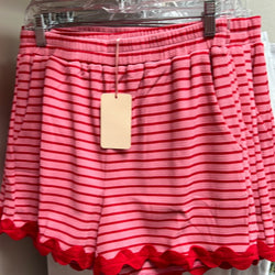 Entro pink red stripe ric rac shorts