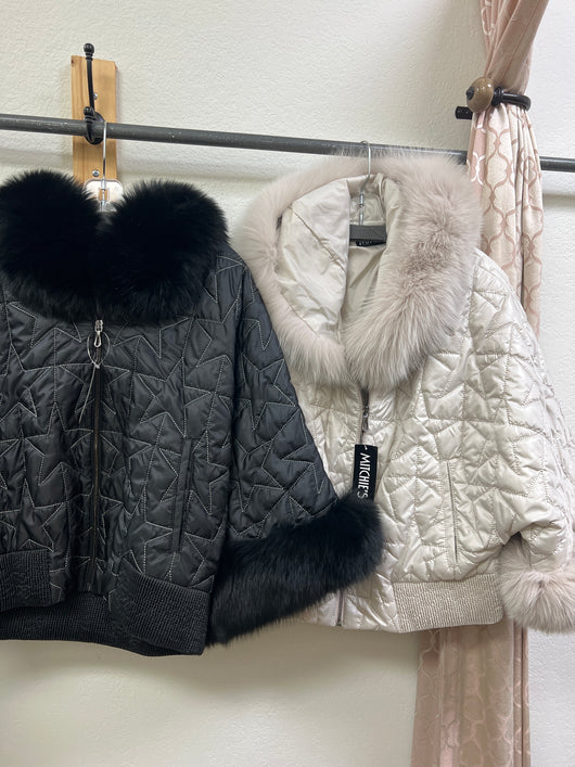 Mitchie’s fox fur star stitched jacket