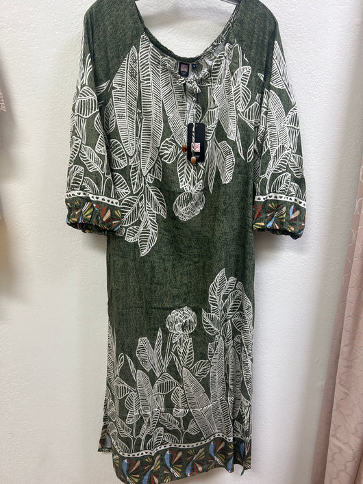 Lior green tropical leaf maxi dress