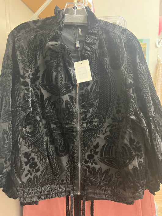 Lior black velvet zipper jacket