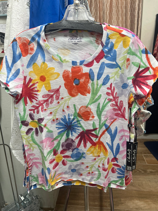 Charlie B wildflowers short sleeve top