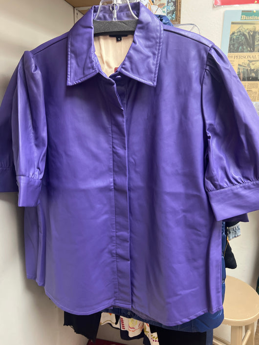 Weavz purple pleather shacket