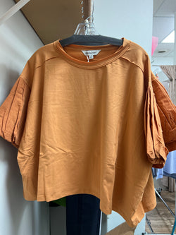 Davi & Dani pumpkin puff sleeve top