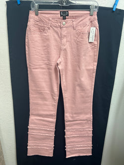 AZI dusty pink fray detail jeans