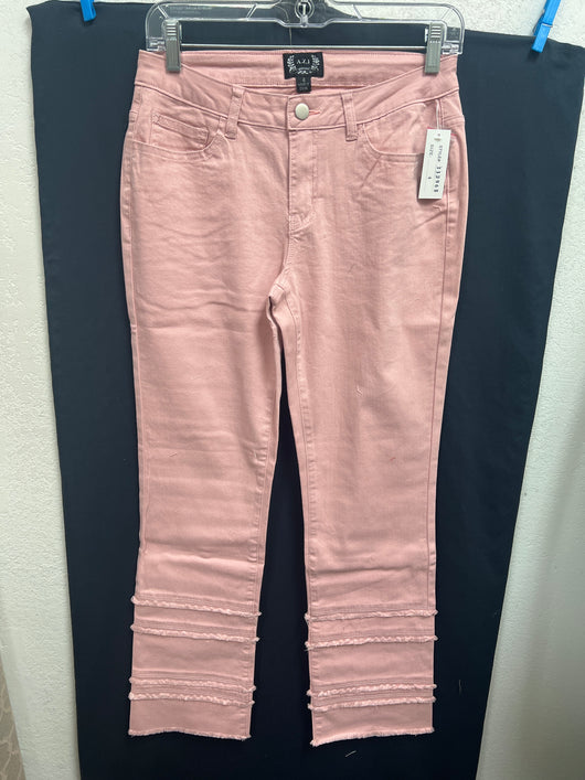 AZI dusty pink fray detail jeans
