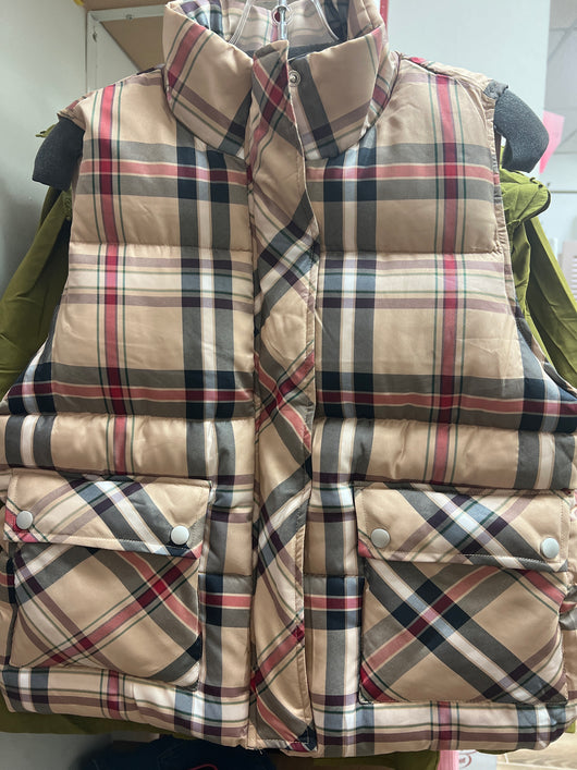 Jodifl Burberry plaid puffer vest