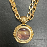 Michele Busch fluorite gemstone gold pendant necklace